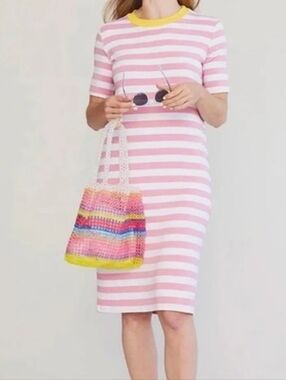 Sonnet James Pink White Striped A Play Dress Women’s Sz Large